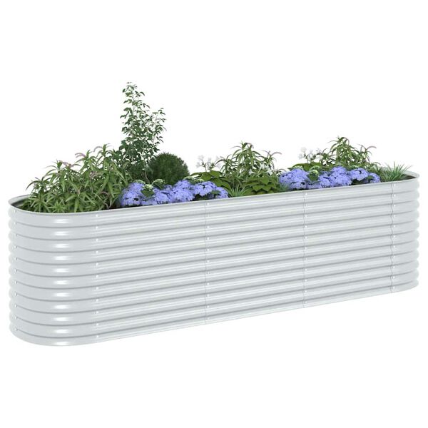 vidaXL Ζαρντινιέρα Υπερυψωμένη Ασημί 320x80x81 εκ. Γαλβανισμ. Χάλυβας