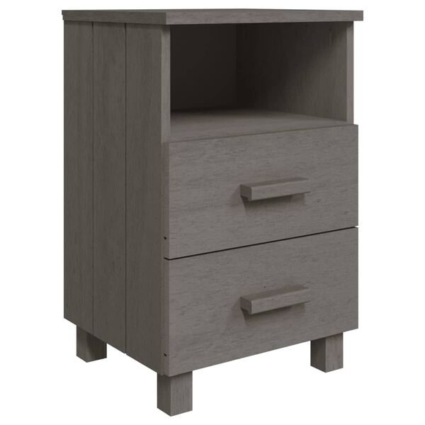 vidaXL Κομοδίνο HAMAR Ανοιχτό Γκρι 40 x 35 x 62 εκ. Μασίφ Ξύλο Πεύκου