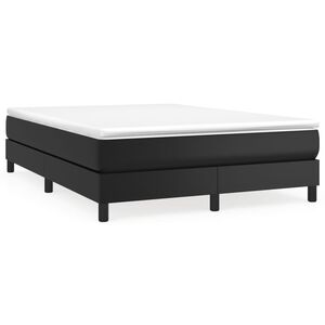 vidaXL Κρεβάτι Boxspring με Στρώμα Μαύρο 140x190εκ.από Συνθετικό Δέρμα