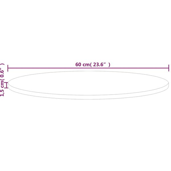vidaXL Επιφάνεια Τραπεζιού Στρογγυλή Ø60x1,5 εκ. Μασίφ Ξύλο Δρυς
