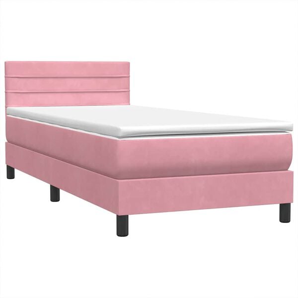 vidaXL &Kappa;&rho;&epsilon;&beta;ά&tau;&iota; Boxspring &mu;&epsilon; &Sigma;&tau;&rho;ώ&mu;&alpha; &Rho;&omicron;&zeta; 90x220 &epsilon;&kappa;. &Beta;&epsilon;&lambda;&omicron;ύ&delta;&iota;&nu;&omicron;