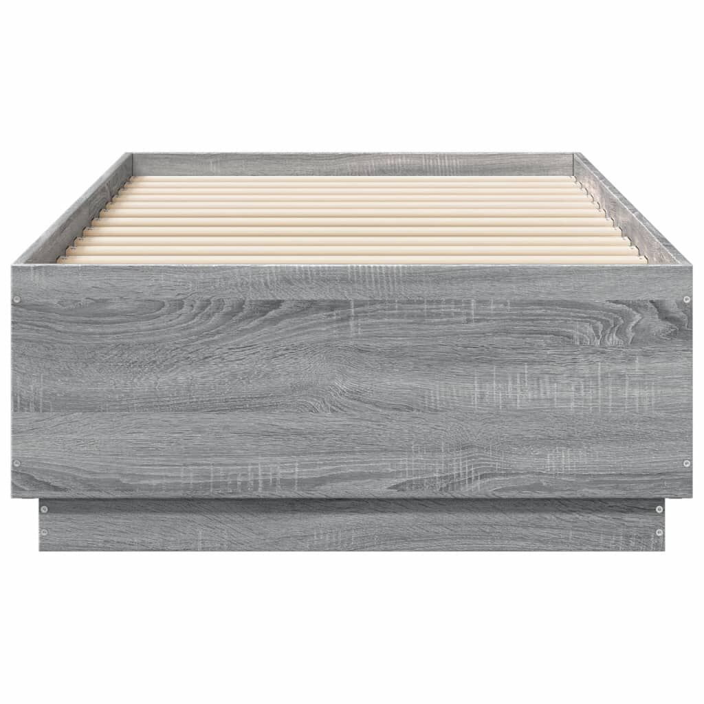 vidaXL Πλαίσιο Κρεβατιού με LED Γκρι Sonoma 75x190 εκ. Επεξεργ. Ξύλο