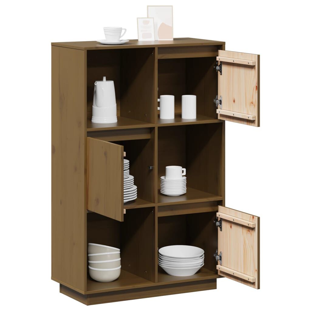 vidaXL Ντουλάπι Ψηλό Μελί 74 x 35 x 117 εκ. από Μασίφ Ξύλο Πεύκου