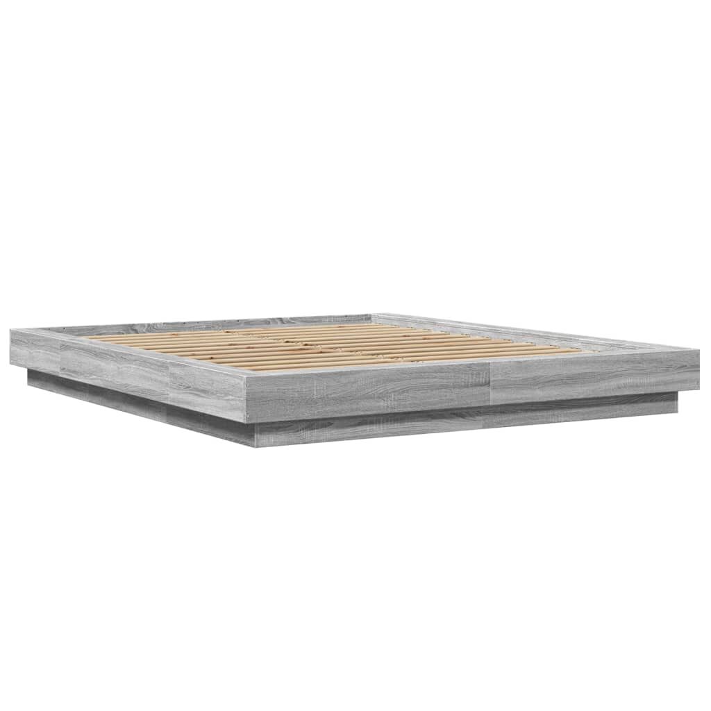 vidaXL Πλαίσιο Κρεβατιού με LED Γκρι sonoma 160x200εκ. Επεξ. Ξύλο