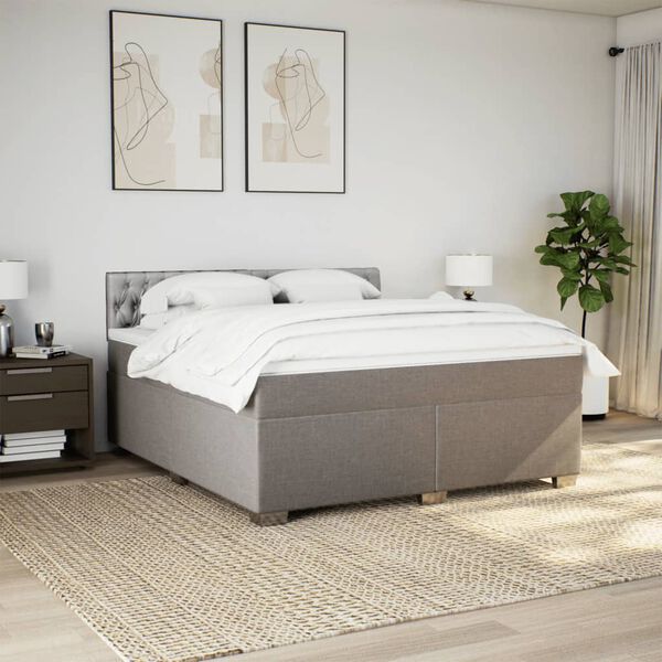 vidaXL &Kappa;&rho;&epsilon;&beta;ά&tau;&iota; Boxspring &mu;&epsilon; &Sigma;&tau;&rho;ώ&mu;&alpha; Taupe 180x200 &epsilon;&kappa;. &Upsilon;&phi;&alpha;&sigma;&mu;ά&tau;&iota;&nu;&omicron;