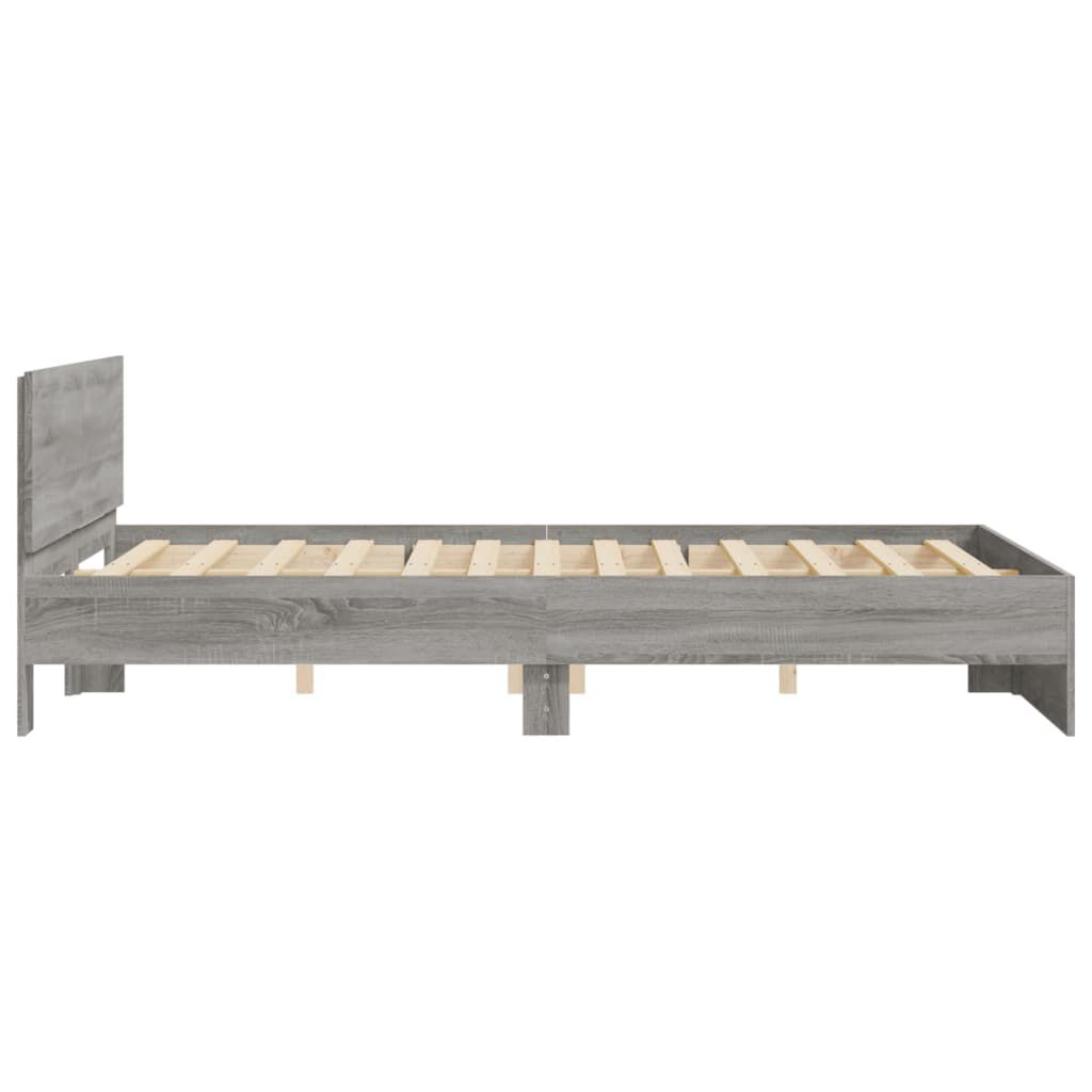 vidaXL Πλαίσιο Κρεβατιού με Κεφαλάρι Γκρι Sonoma 150x200 εκ.