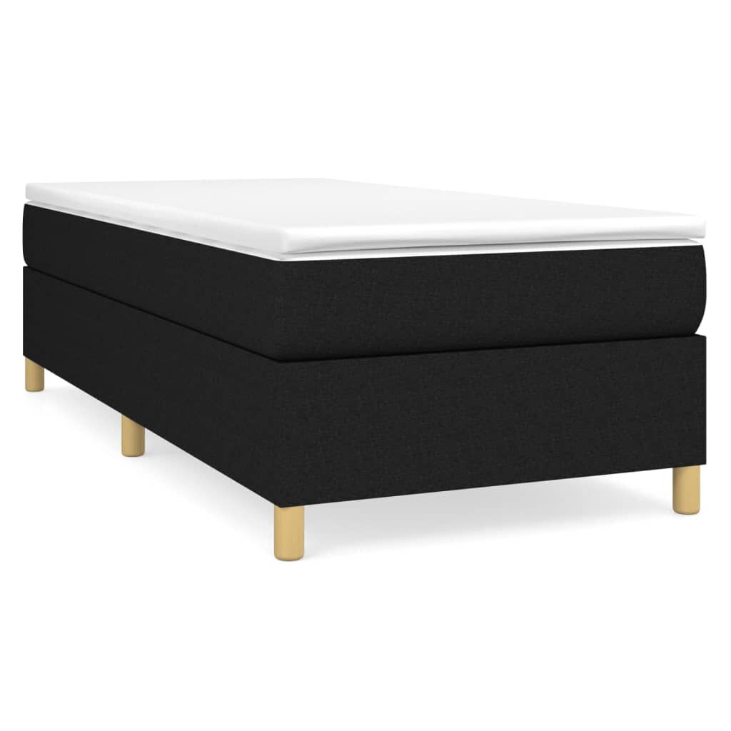 vidaXL Κρεβάτι Boxspring με Στρώμα Μαύρο 90x200 εκ. Υφασμάτινο