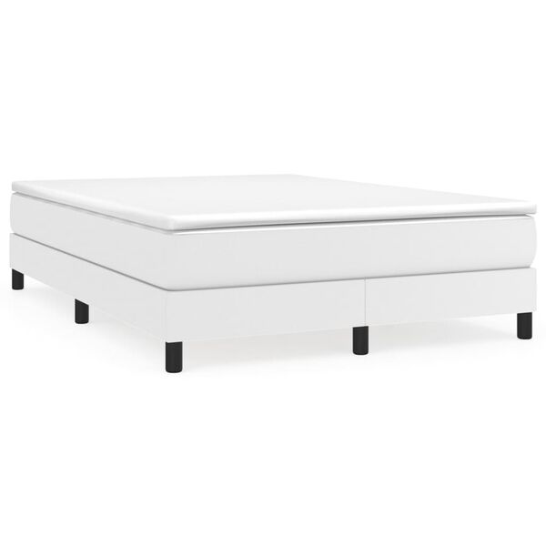 vidaXL Κρεβάτι Boxspring με Στρώμα Λευκό 140x200εκ.από Συνθετικό Δέρμα