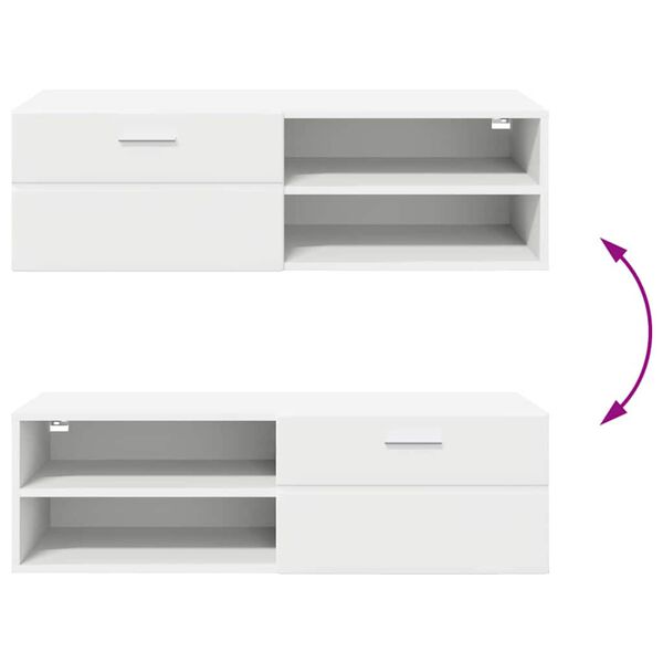 vidaXL Ντουλάπι TV με ράφι Λευκό 100.5 x 39 x 30 εκ Επεξεργασμένο ξύλο