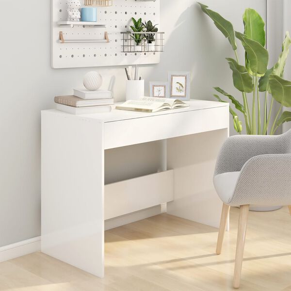 vidaXL Γραφείο Γυαλιστερό Λευκό 101 x 50 x 76,5 εκ. από Μοριοσανίδα
