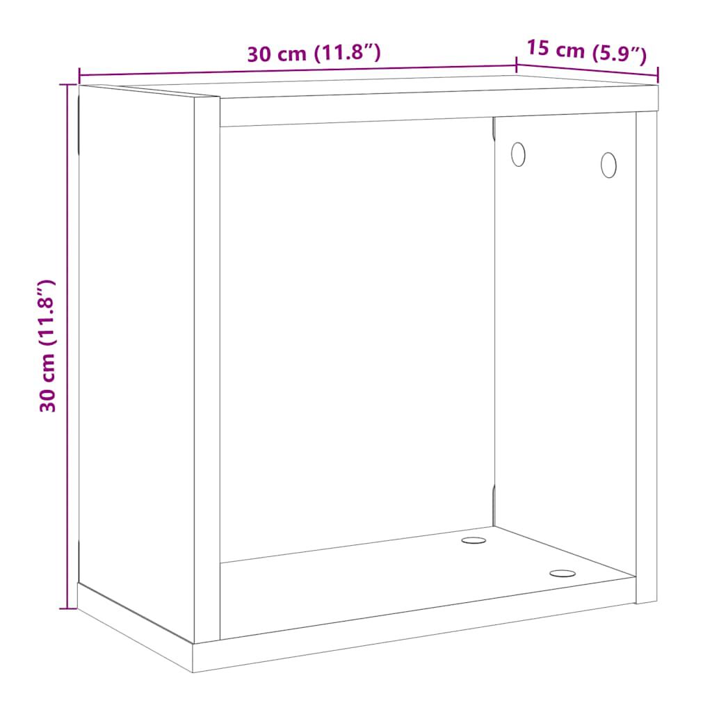 vidaXL Ράφια Τοίχου Κύβοι 6 τεμ. Αρτισιανή Δρυς 30x15x30 εκ Επεξ. Ξύλο