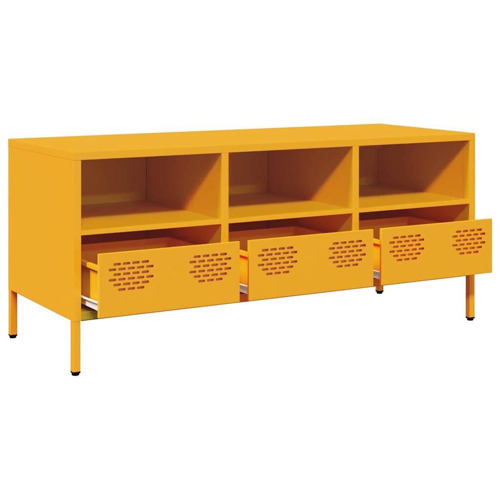 vidaXL Έπιπλο Τηλεόρασης Μουσταρδί 101,5x39x43,5 Ατσάλι Ψυχρής Έλασης
