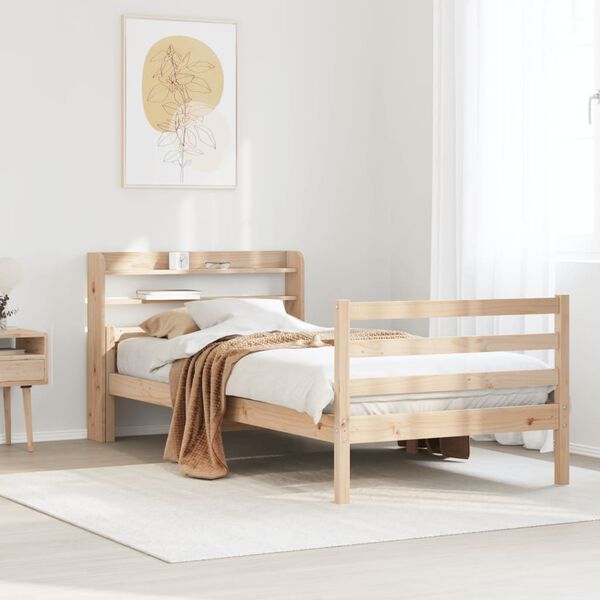 vidaXL Πλαίσιο Κρεβατιού με Κεφαλάρι 90x200 εκ. από Μασίφ Ξύλο Πεύκου