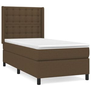 vidaXL Κρεβάτι Boxspring με Στρώμα Σκούρο Καφέ 80x200 εκ. Υφασμάτινο