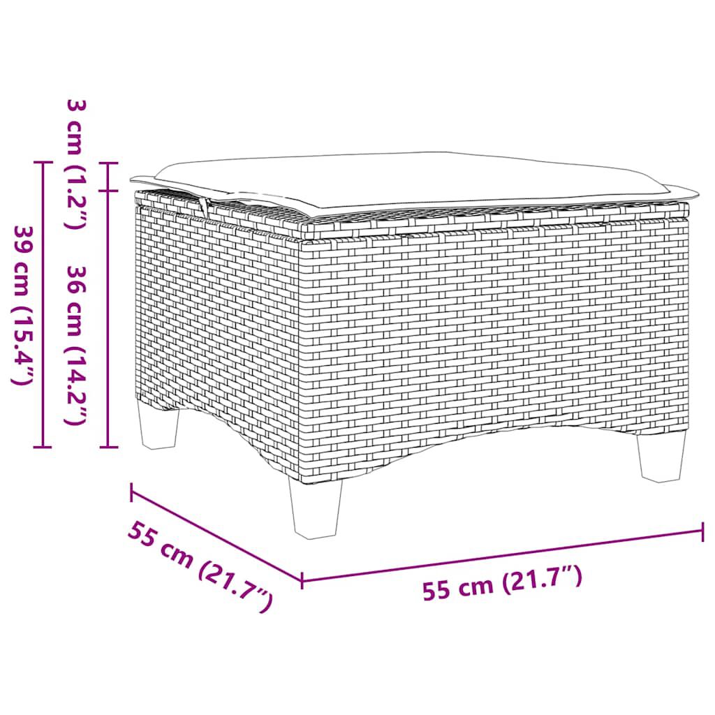 vidaXL σκαμπό κήπου με μαξιλάρια 2 τεμάχια Γκρι 55x55x36 cm