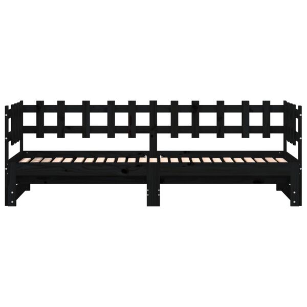 vidaXL Καναπές Κρεβάτι Συρόμενος Μαύρος 2x(90x190) εκ. από Μασίφ Πεύκο