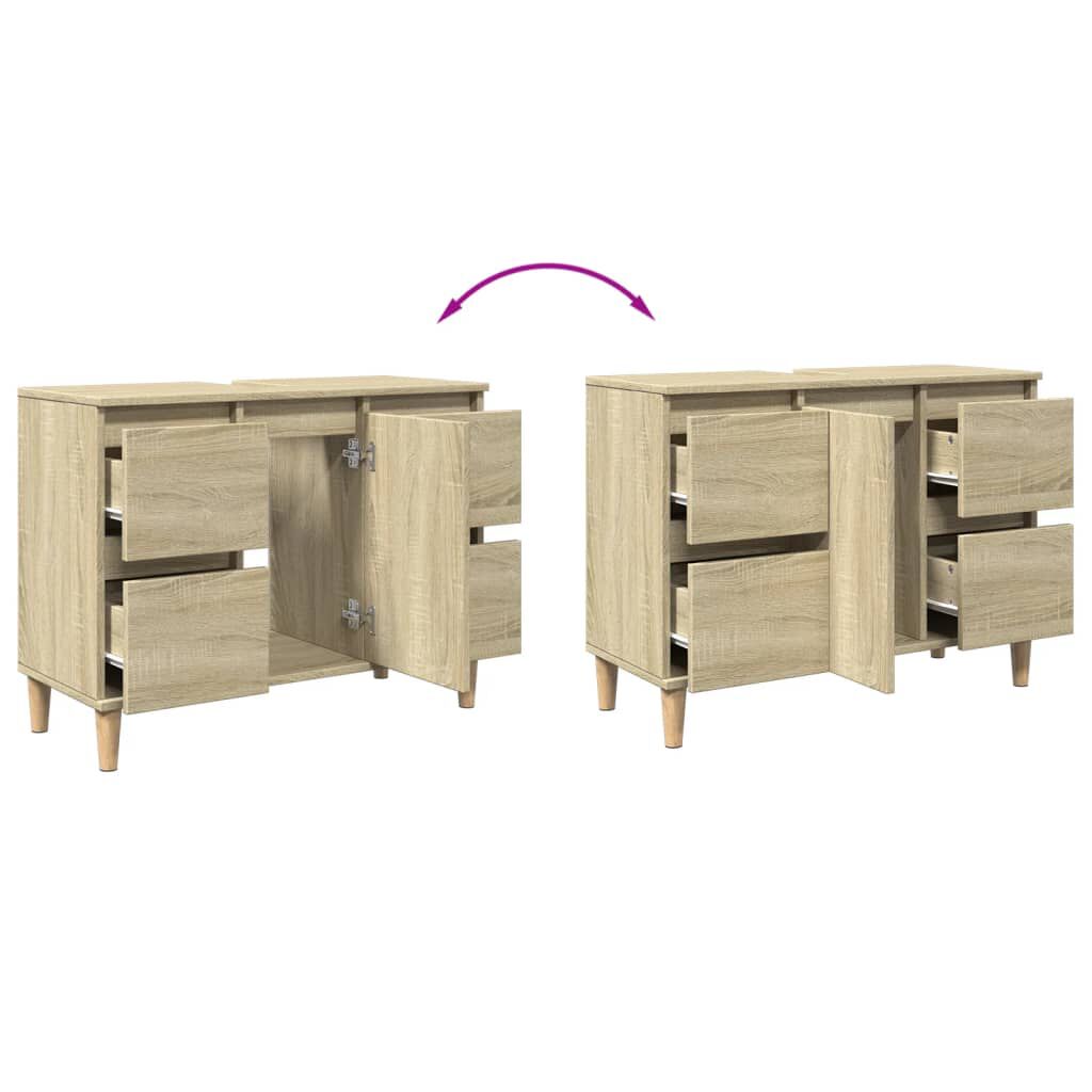 vidaXL Ντουλάπι Νιπτήρα Sonoma Δρυς 80x33x60 εκ. Επεξεργασμένο Ξύλο