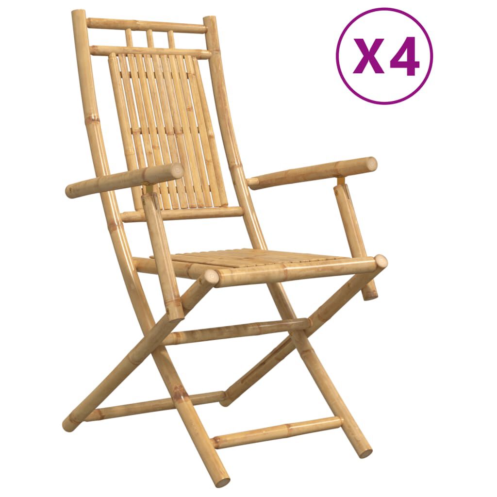 vidaXL Καρέκλες Κήπου Πτυσσόμενες 4 τεμ. 53x66x99 εκ. από Μπαμπού