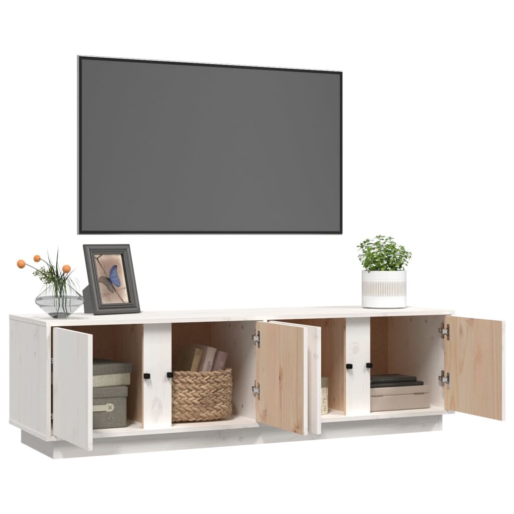 vidaXL Έπιπλο Τηλεόρασης Λευκό 140 x 40 x 40 εκ. από Μασίφ Ξύλο Πεύκου
