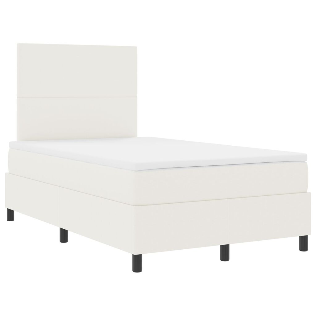 vidaXL Κρεβάτι Box Spring με Στρώμα & LED Κρεμ 120x200 εκ Βελούδινο Ύφασμα