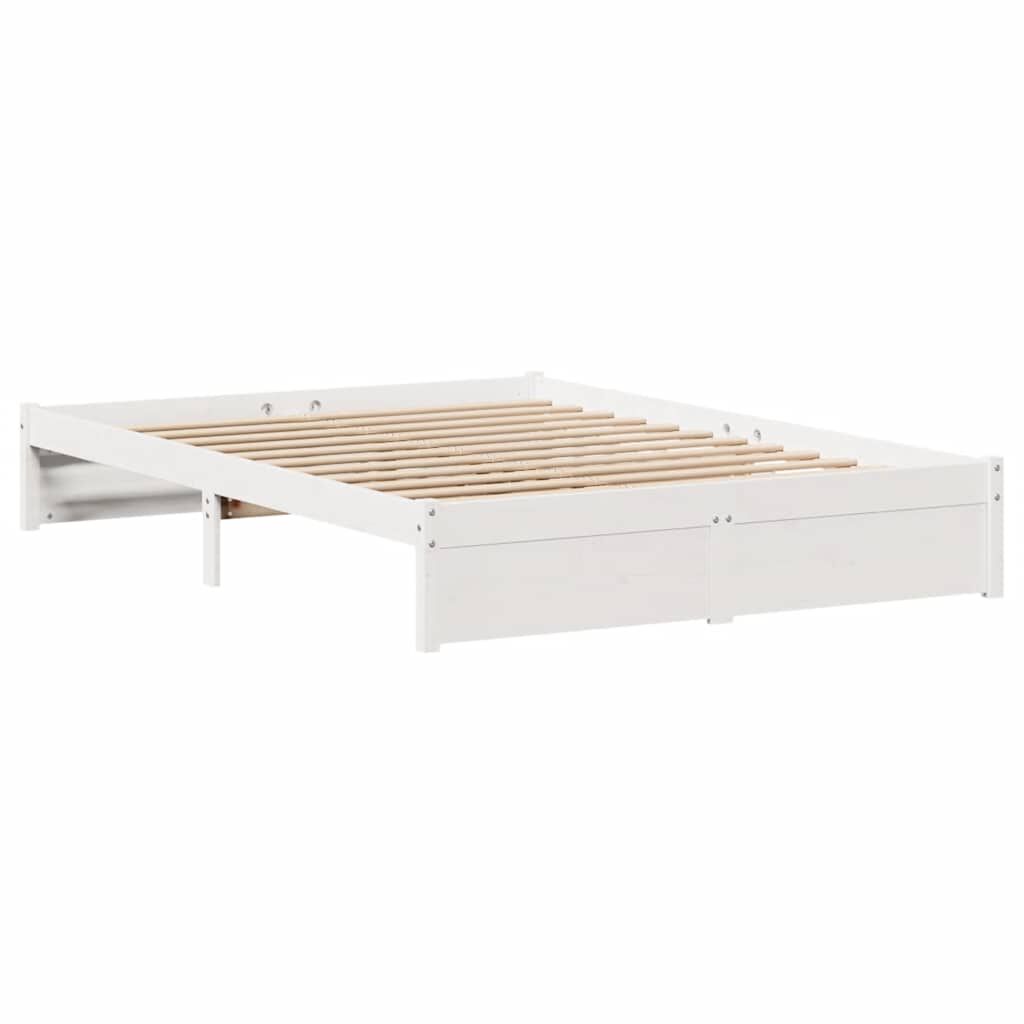 vidaXL Σκελετός Κρεβ. Χωρίς Στρώμα Λευκό 140x200 εκ Μασίφ Πεύκο