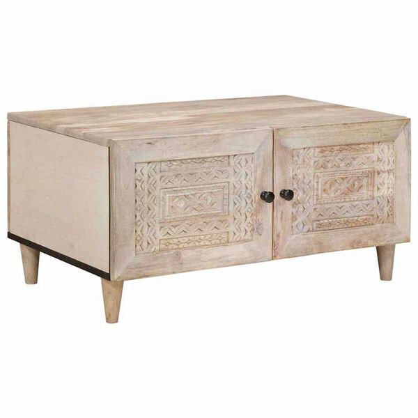 vidaXL Τραπεζάκι σαλονιού Μπεζ 80 x 50 x 40 cm Μασίφ ξύλο μάνγκο