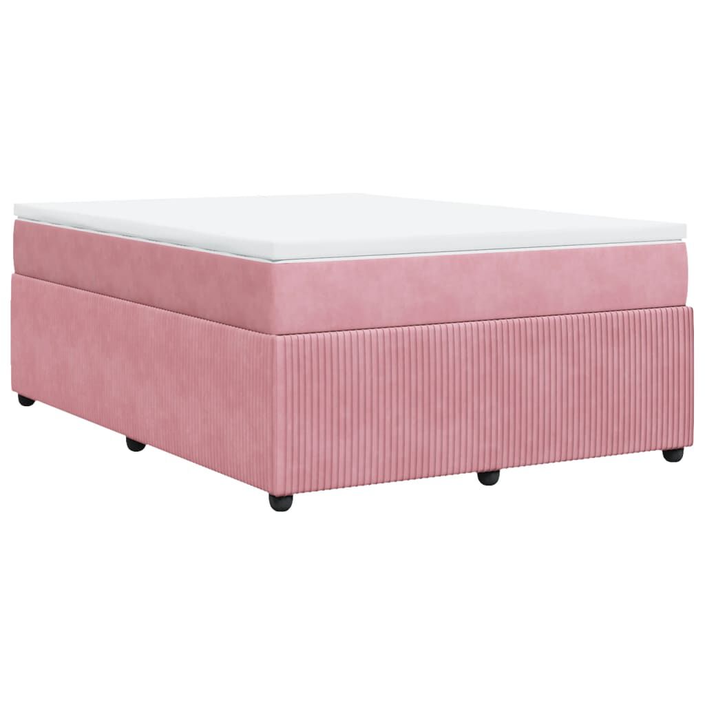 vidaXL Κρεβάτι Boxspring με Στρώμα Ροζ 140x200 εκ. Βελούδινο