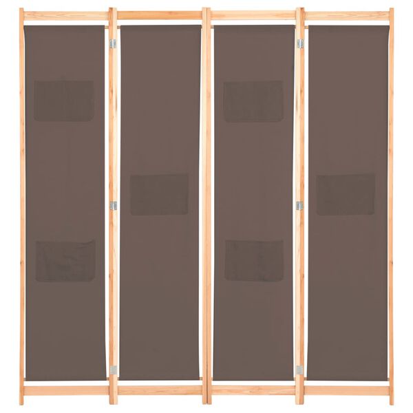 vidaXL Διαχωριστικό Δωματίου με 4 Πάνελ Καφέ 160x170x4 εκ. Υφασμάτινο