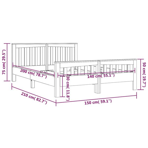 vidaXL Πλαίσιο Κρεβατιού 140 x 200 εκ. από Μασίφ Ξύλο Teak