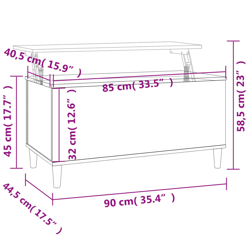 vidaXL Τραπεζάκι Σαλονιού Γκρι Sonoma 90x44,5x45 εκ.Επεξεργασμένο Ξύλο