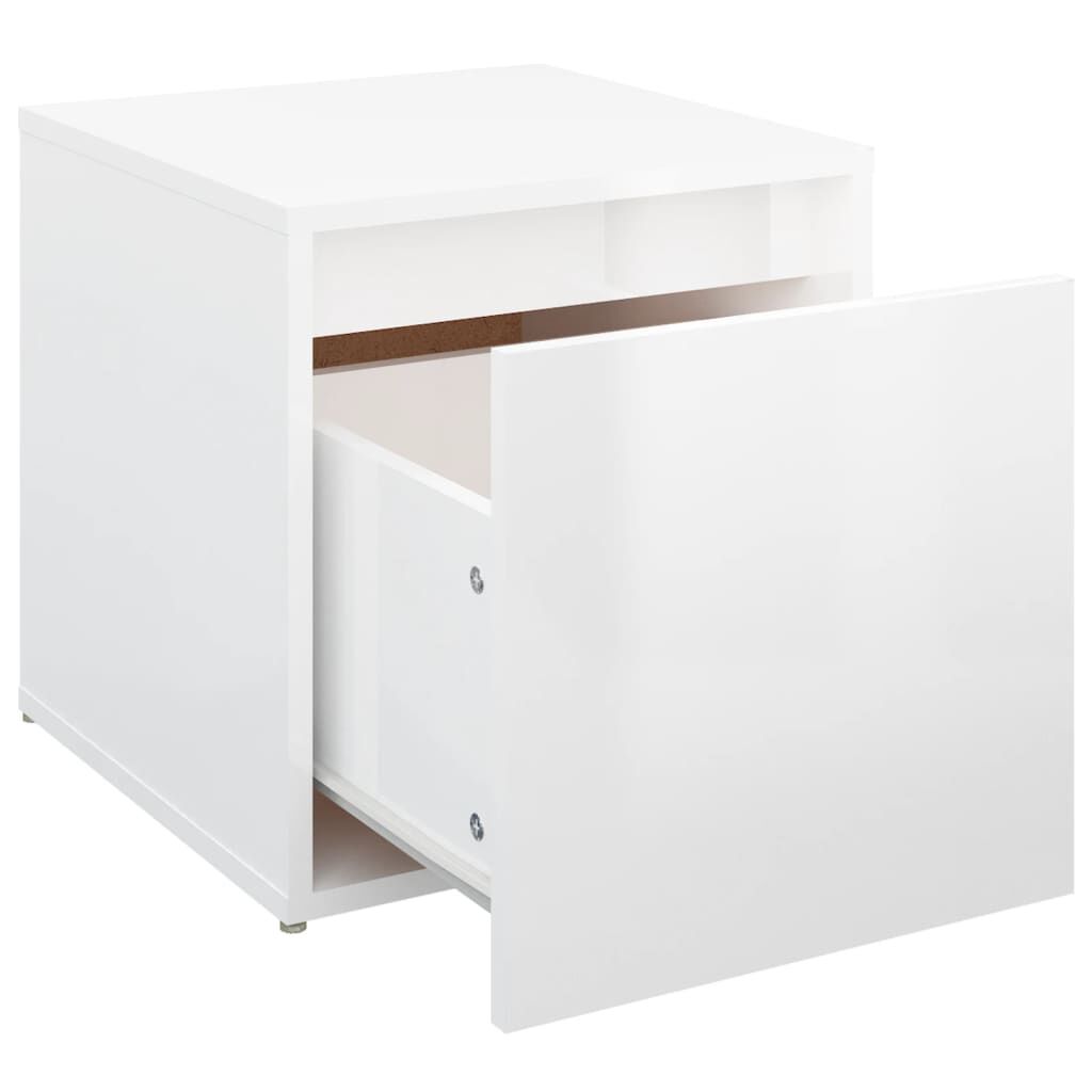 vidaXL Κουτί με Συρτάρι Γυαλ. Λευκό 40,5x40x40εκ. Επεξεργασμένο Ξύλο