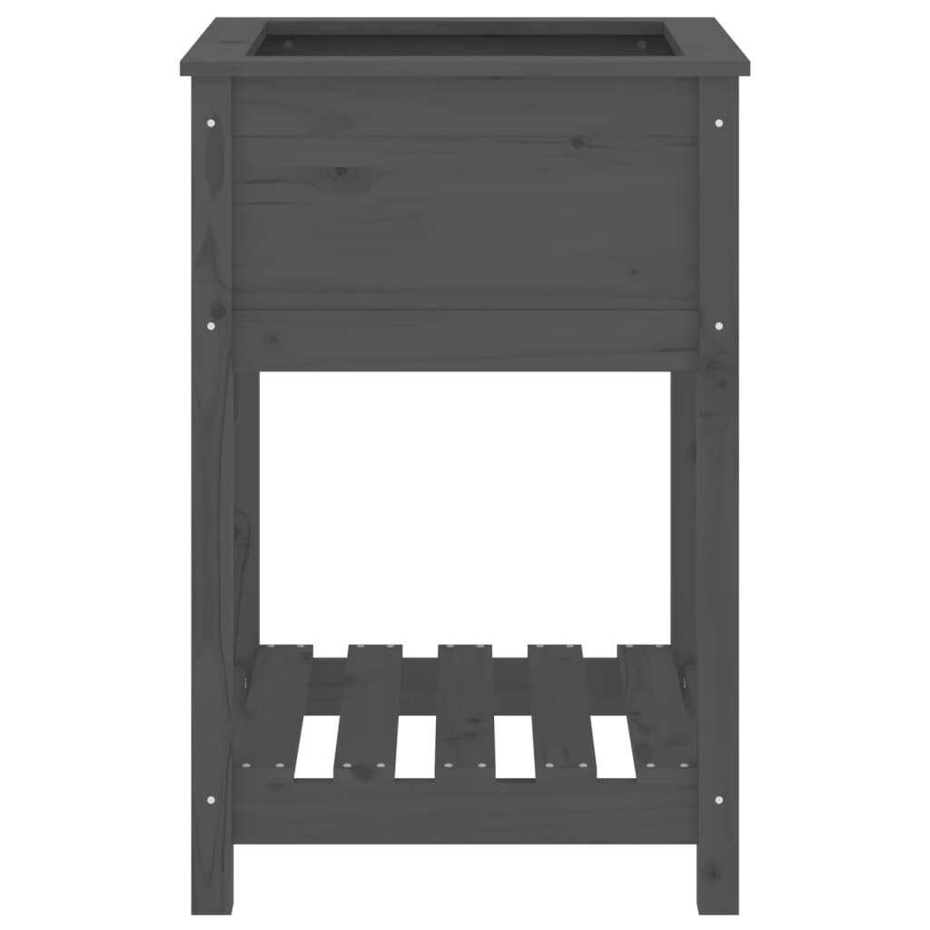 vidaXL Ζαρντινιέρα με Ράφι Γκρι 54 x 54 x 81 εκ. Μασίφ Ξύλο Πεύκου