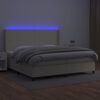vidaXL Κρεβάτι Boxspring με Στρώμα & LED Κρεμ 200x200 εκ. Συνθ. Δέρμα