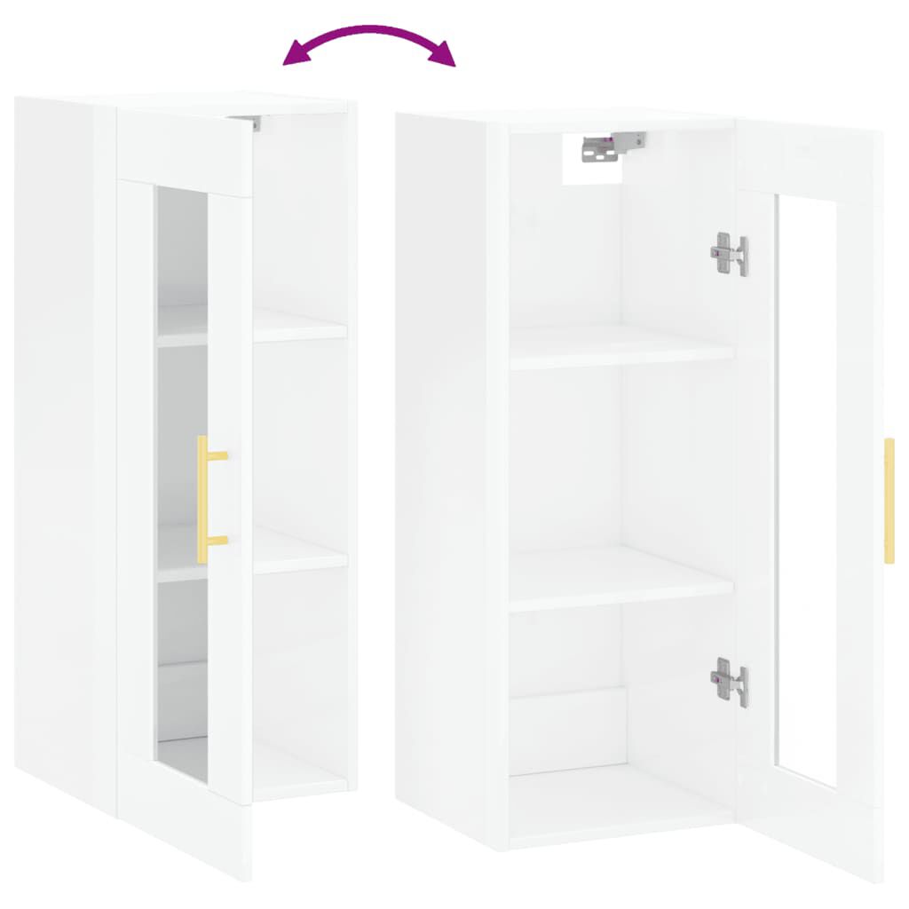vidaXL Ντουλάπι Τοίχου Γυαλιστερό Λευκό 34,5 x 34 x 90 εκ.