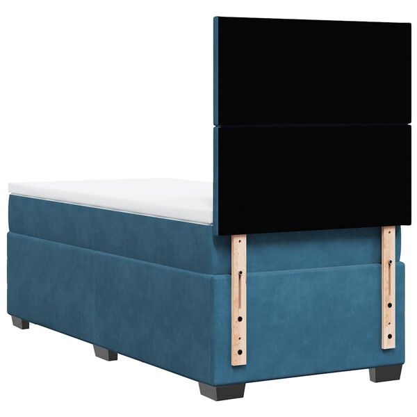 vidaXL Κρεβάτι Boxspring με Στρώμα Μπλε 80 x 200 εκ. Βελούδινο