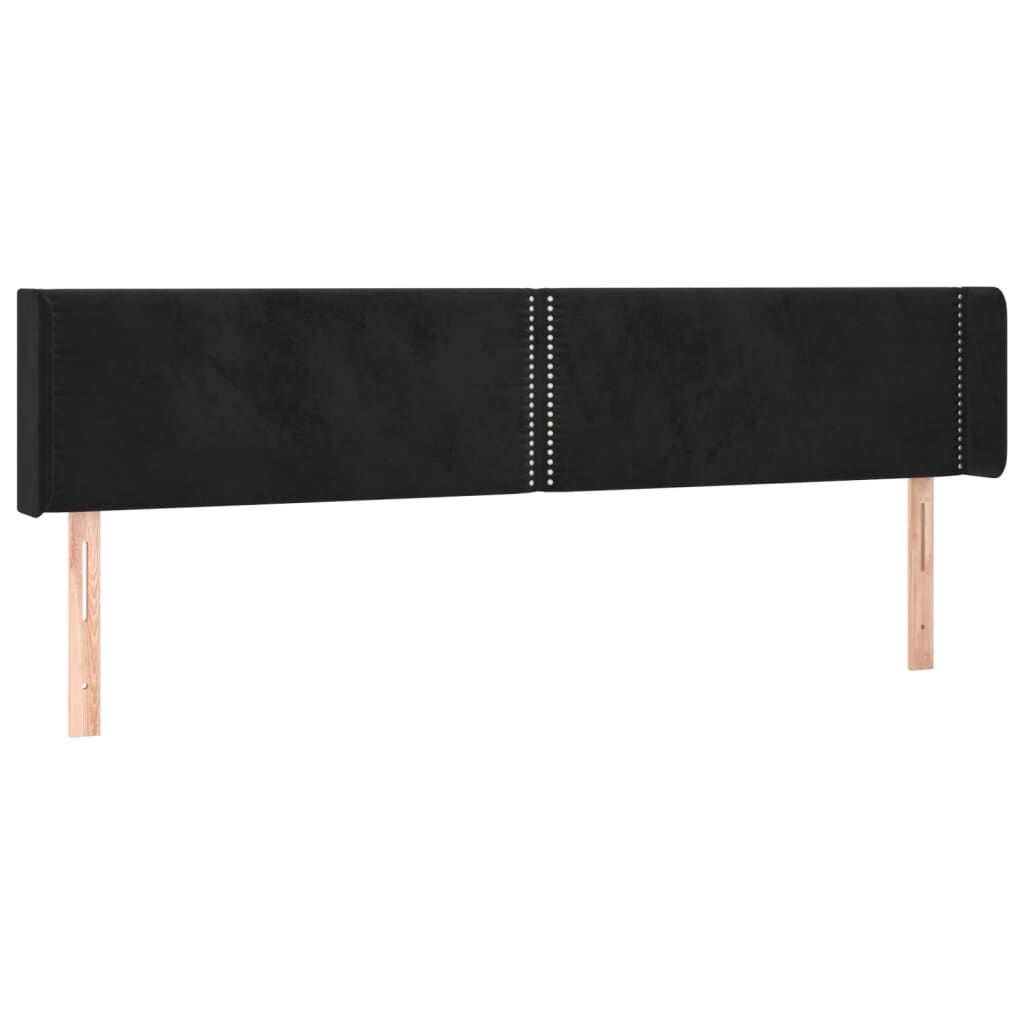 vidaXL Κεφαλάρι με Πτερύγια Μαύρο 183x16x78/88 εκ. Βελούδινο