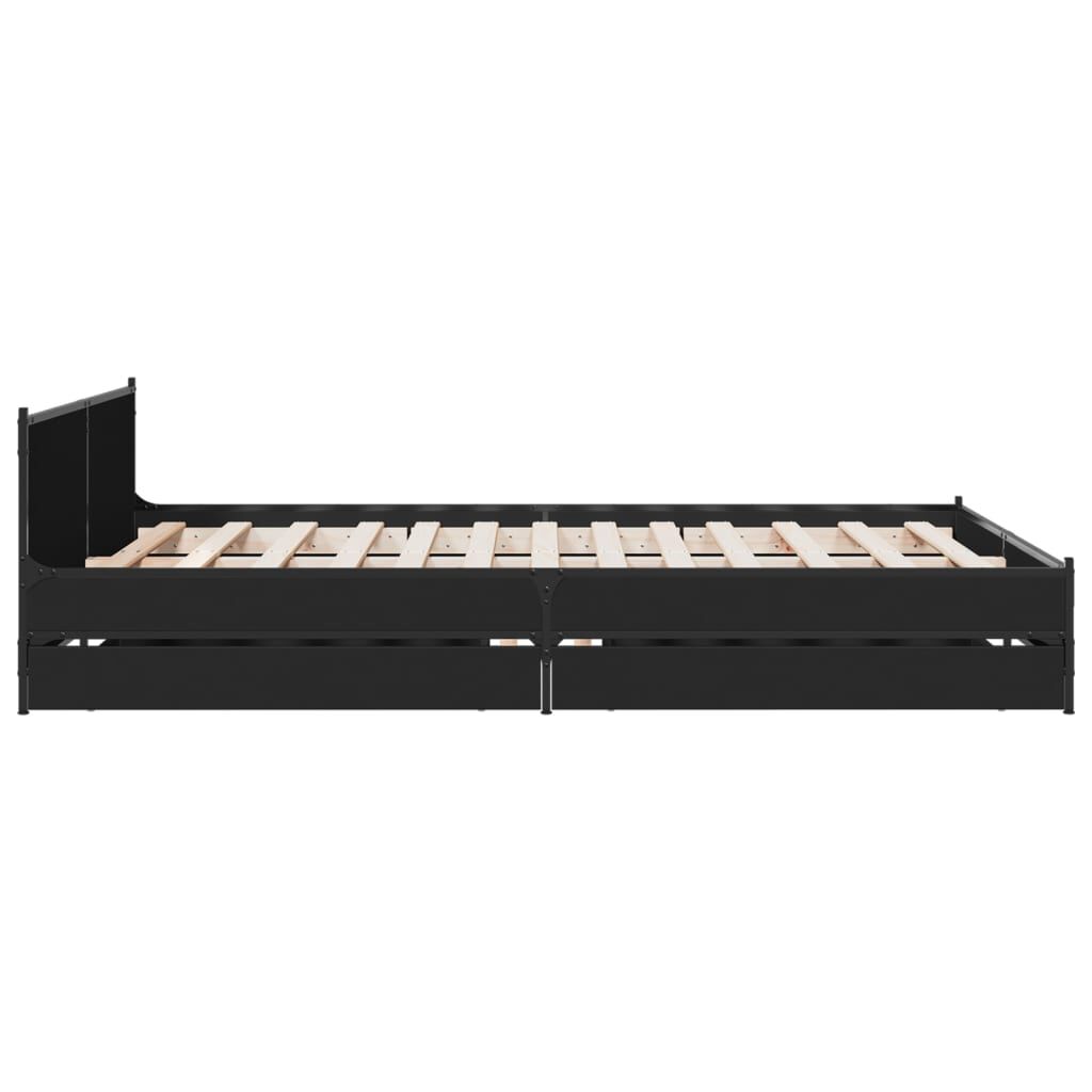 vidaXL Πλαίσιο Κρεβατιού με Συρτάρια Μαύρο 135x190 εκ Επεξεργ. Ξύλο