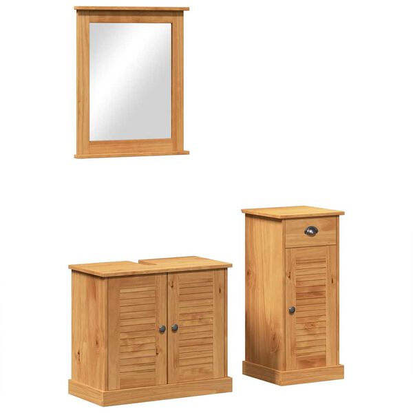 vidaXL Σετ Επίπλων Μπάνιου με συρτάρι VIGO 3 pcs Καφέ 37 x 34 x 80 εκ
