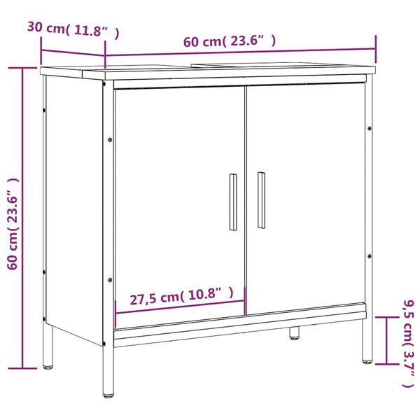 vidaXL Ντουλάπι Νιπτήρα Μπάνιου Μαύρο 60x30x60 εκ. Επεξεργασμένο Ξύλο