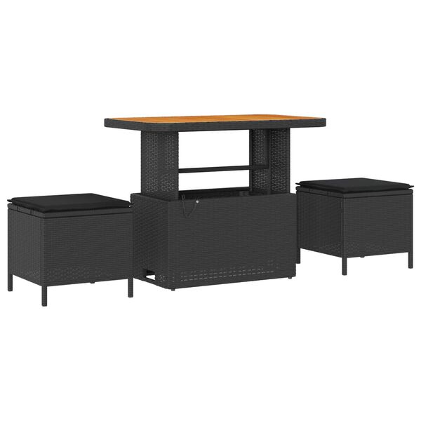 vidaXL Σετ Καναπέ Κήπου με μαξιλάρι 12 pcs Μαύρο Πολυ ράταν