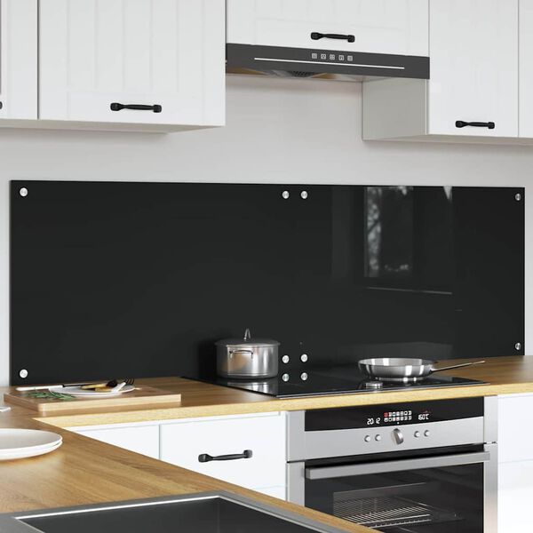 vidaXL Πίσω Πάνελ Κουζίνας Μαύρο 80 x 50 cm σκληρυμένο γυαλί