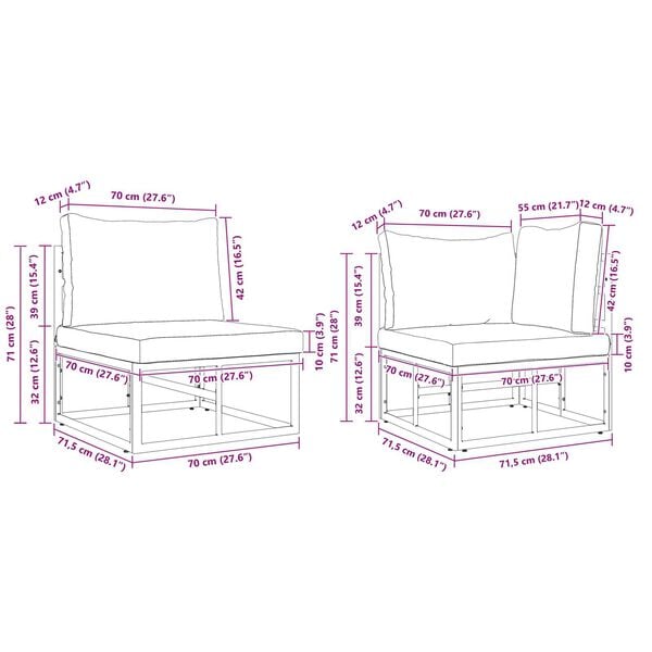 vidaXL Σετ Καναπέ Κήπου 12 pcs Μαύρο 423 x 211.5 x 71 εκ Αλουμίνιο
