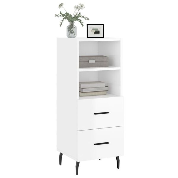vidaXL Ντουλάπι Γυαλιστερό Λευκό 34,5x34x90 εκ. Επεξεργασμένο Ξύλο