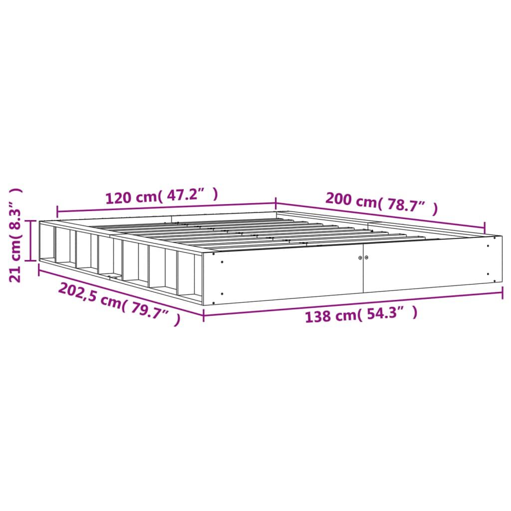 vidaXL Σκελετός Κρεβ. Χωρίς Στρώμα Καφέ Κεριού 120x200 εκ Μασίφ Πεύκο