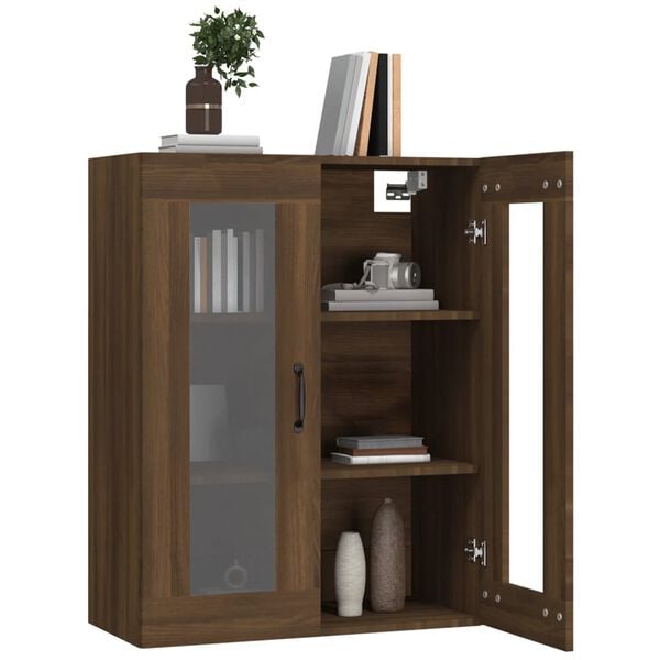 vidaXL Κρεμαστό Ντουλάπι Τοίχου Καφέ Δρυς 69,5x34x90 εκ Επεξ. Ξύλο