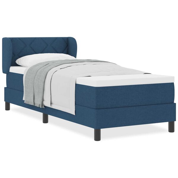 vidaXL Κρεβάτι box spring με στρώμα με στρώμα Μπλε 80 x 200 cm ύφασμα