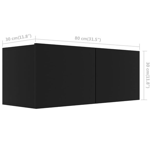 vidaXL Έπιπλο Τηλεόρασης Μαύρο 80 x 30 x 30 εκ. από Επεξ. Ξύλο