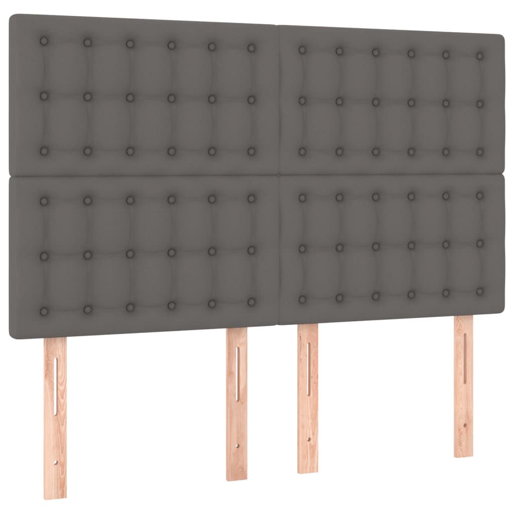 vidaXL Κρεβάτι Boxspring με Στρώμα & LED Γκρι 140x190 εκ. Συνθ. Δέρμα