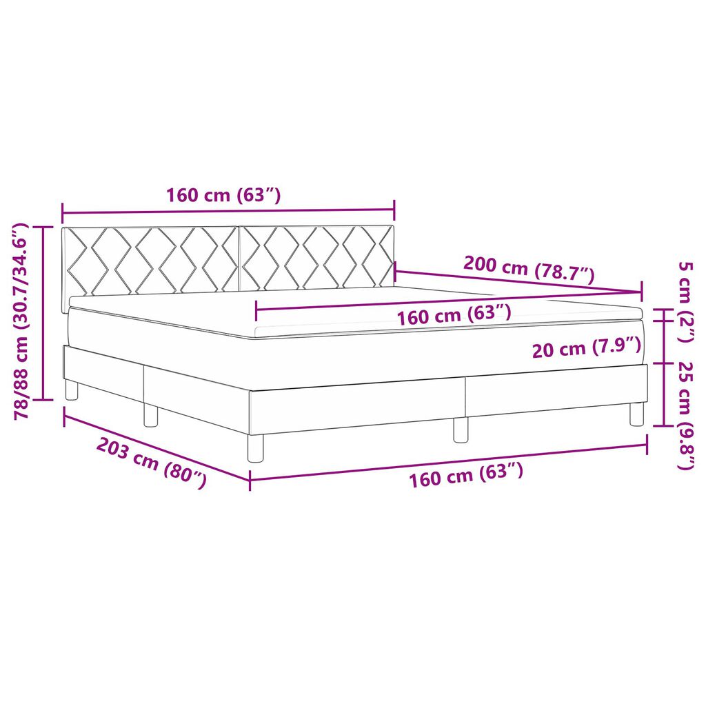 vidaXL Κρεβάτι Βάσης με Στρώμα Κρεμ 160x200 εκ. Ύφασμα