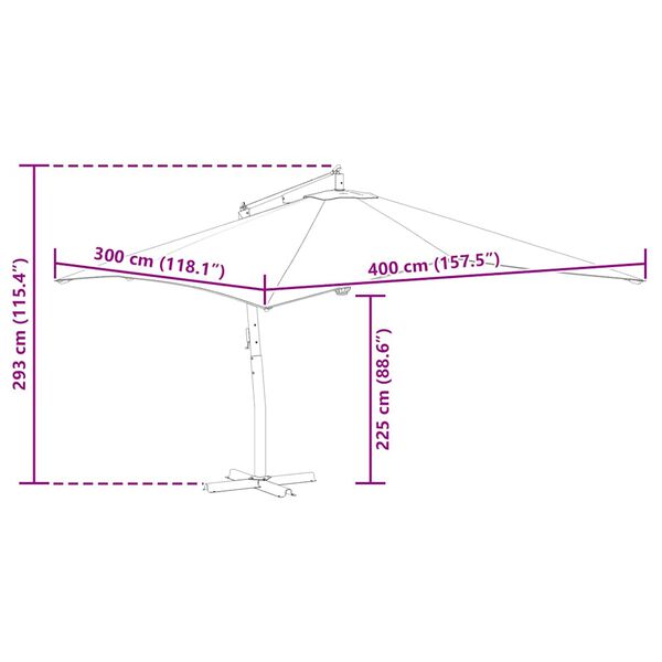 vidaXL Ομπρέλα Κήπου Πρόβολος Λευκό 400 x 300 εκ. με Ξύλινο Ιστό